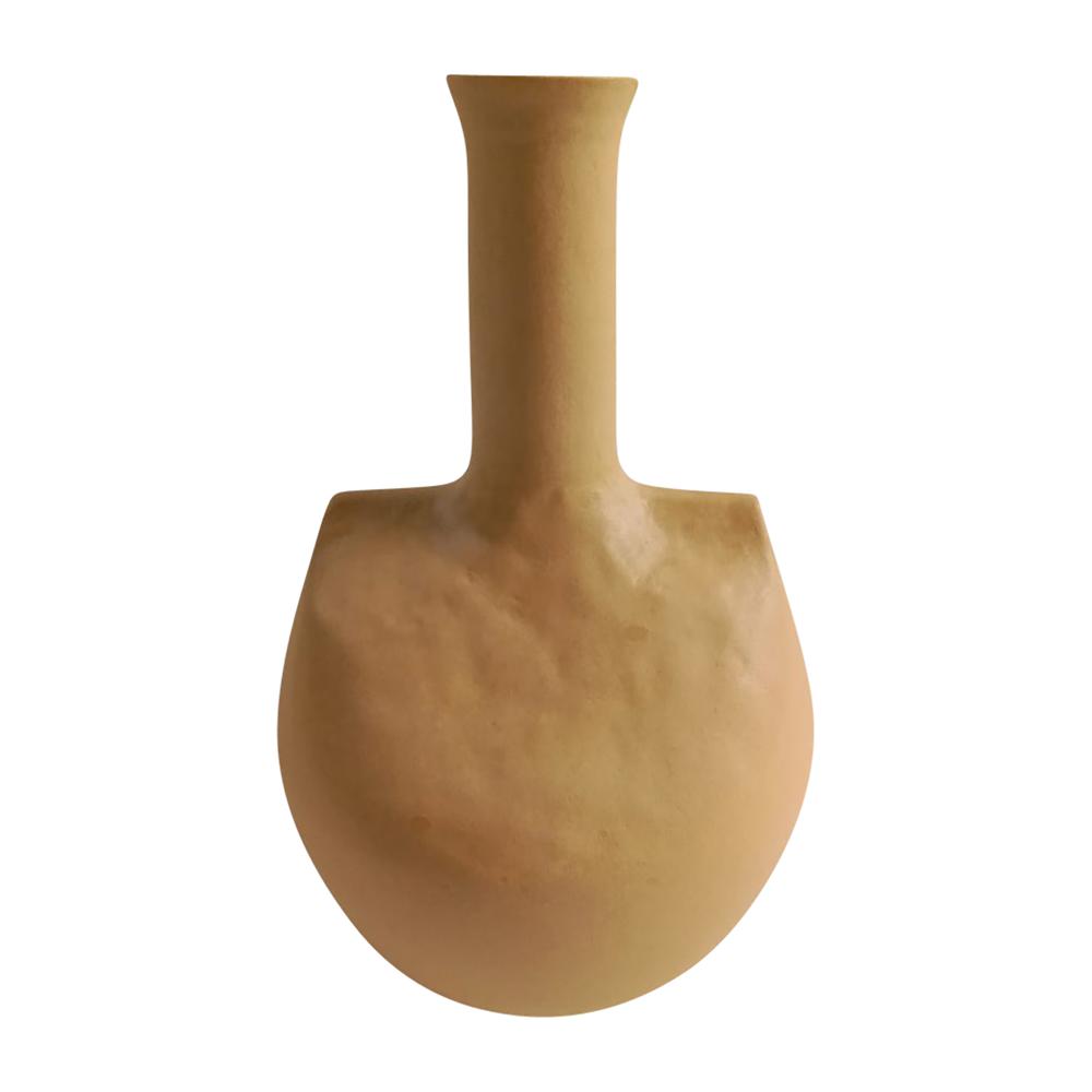 Stoneware, 9" Adobe Vase, Mustard. Picture 1