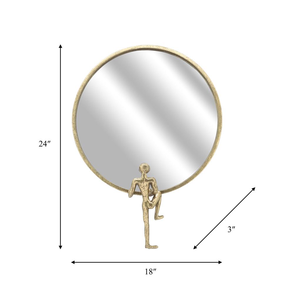 Metal, 24"h, Mirror With Man Deco, Gold. Picture 6