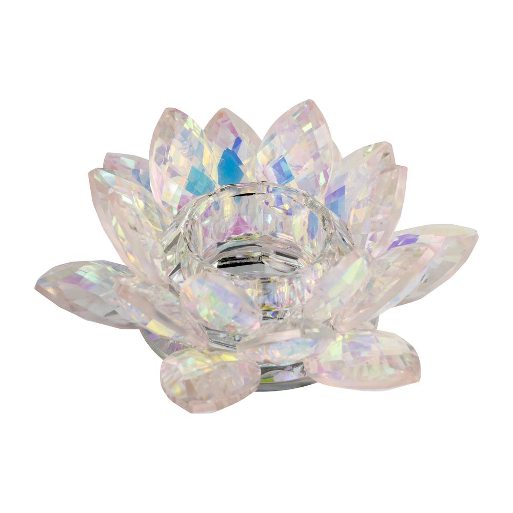 Blush Crystal Lotus Votive Holder 6". Picture 2
