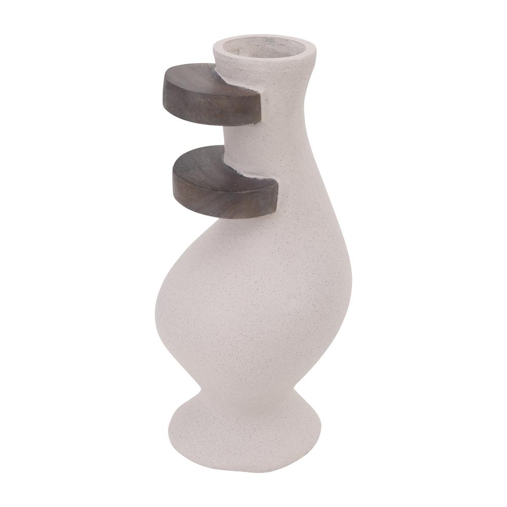 Ecomix, 15" Abstract Vase, Ivory. Picture 1