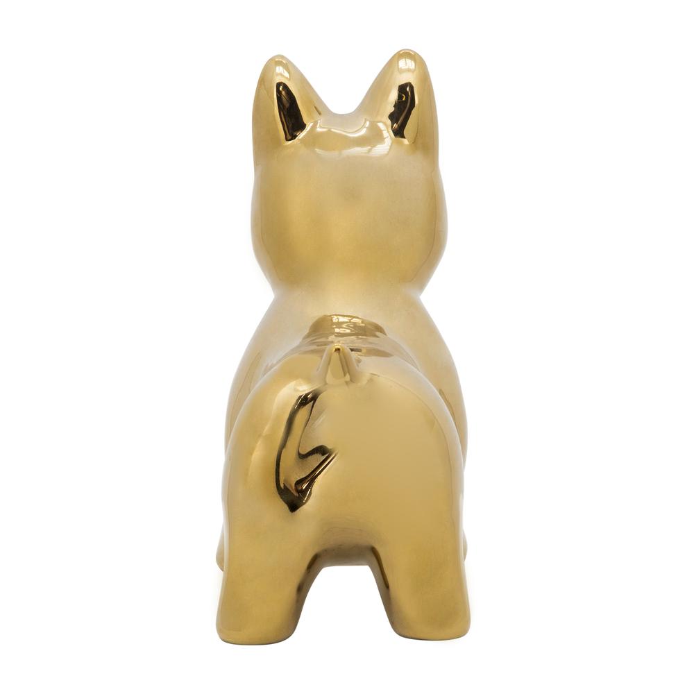 Cer, 8" Dog Table Deco, Gold. Picture 3