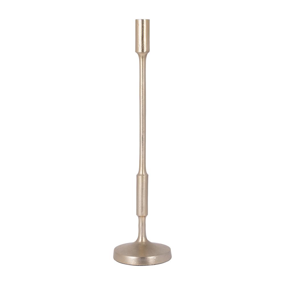 Metal, 20"h Taper Candle Holder, Champagne. Picture 2