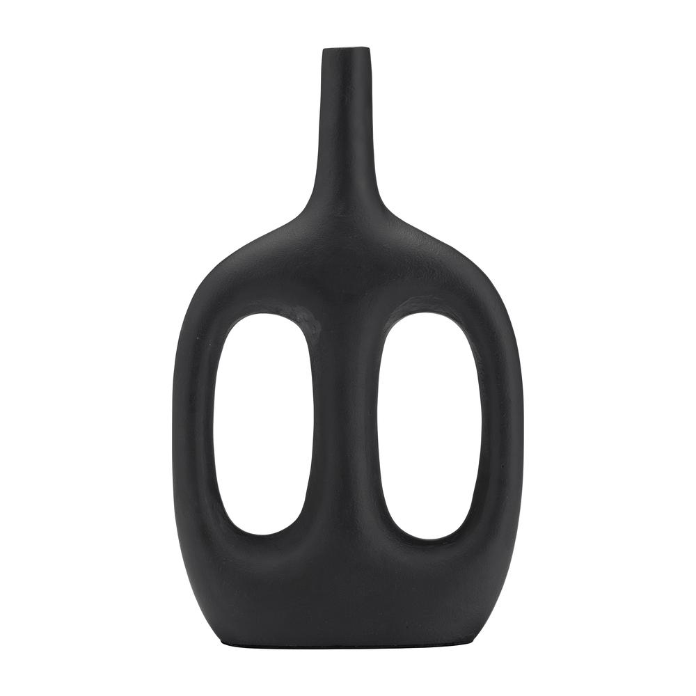 Metal,15", Hollow Handles Vase,black. Picture 1