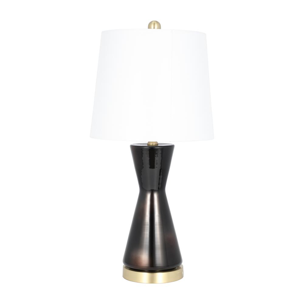 Glass, 24" Concave Table Lamp, Black. Picture 2