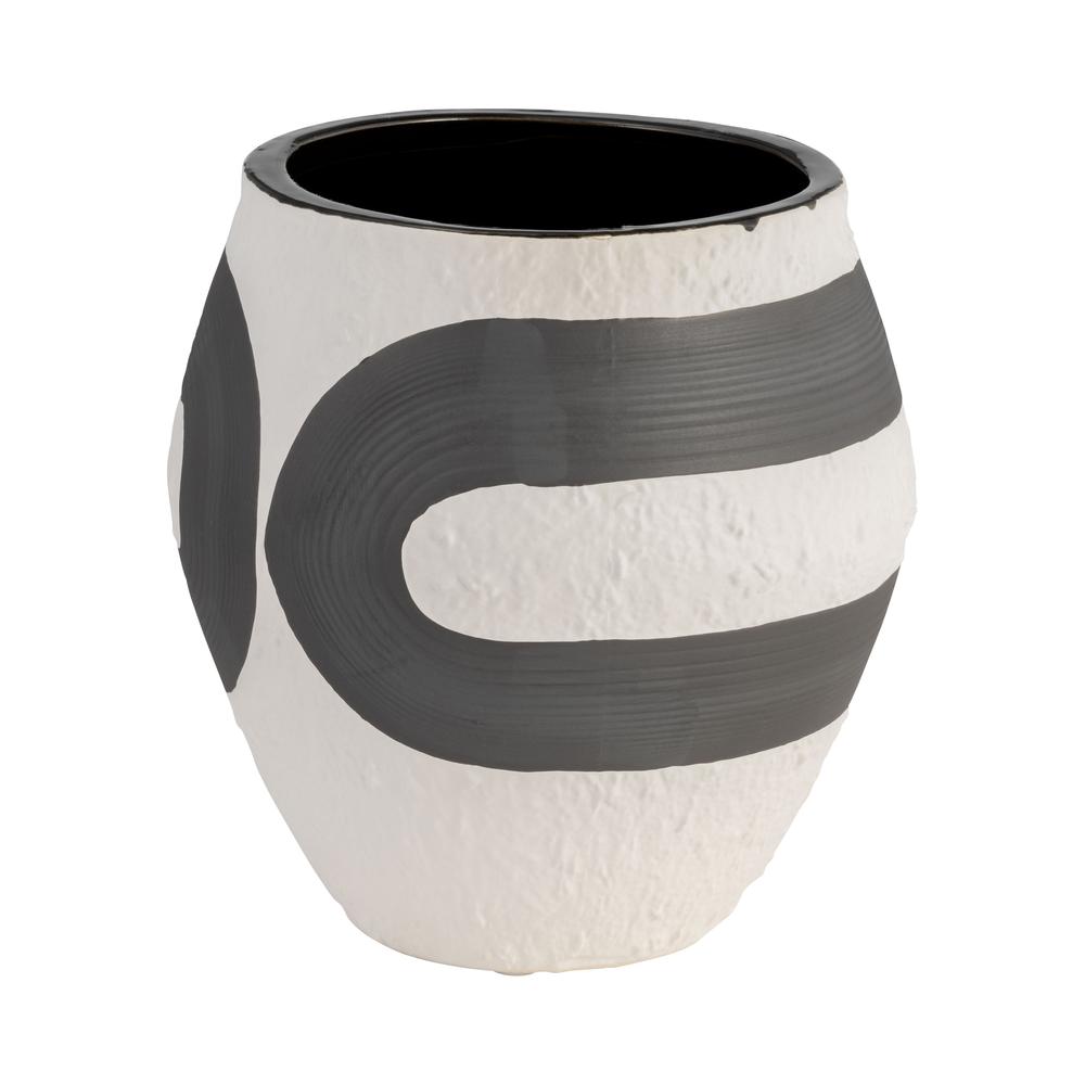 Stoneware, 8" Noir Vase, Black/white. Picture 2