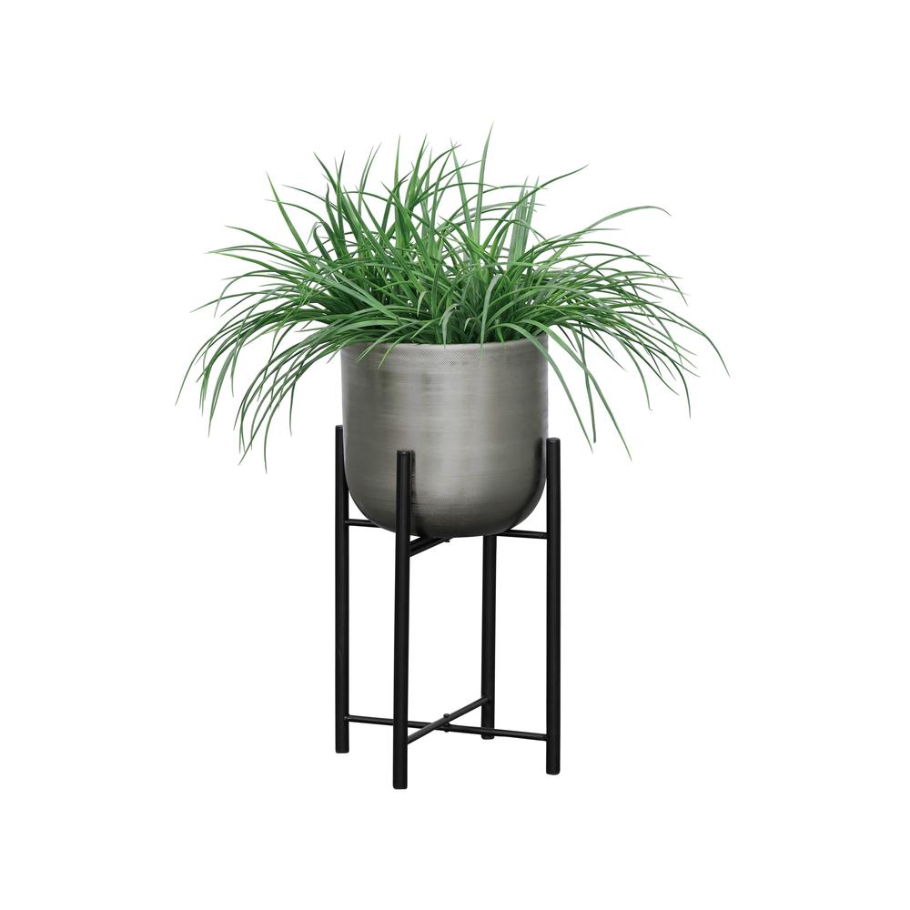 S/3 Metal Planters On Stand 40/30/20"h, Silver/blk. Picture 4