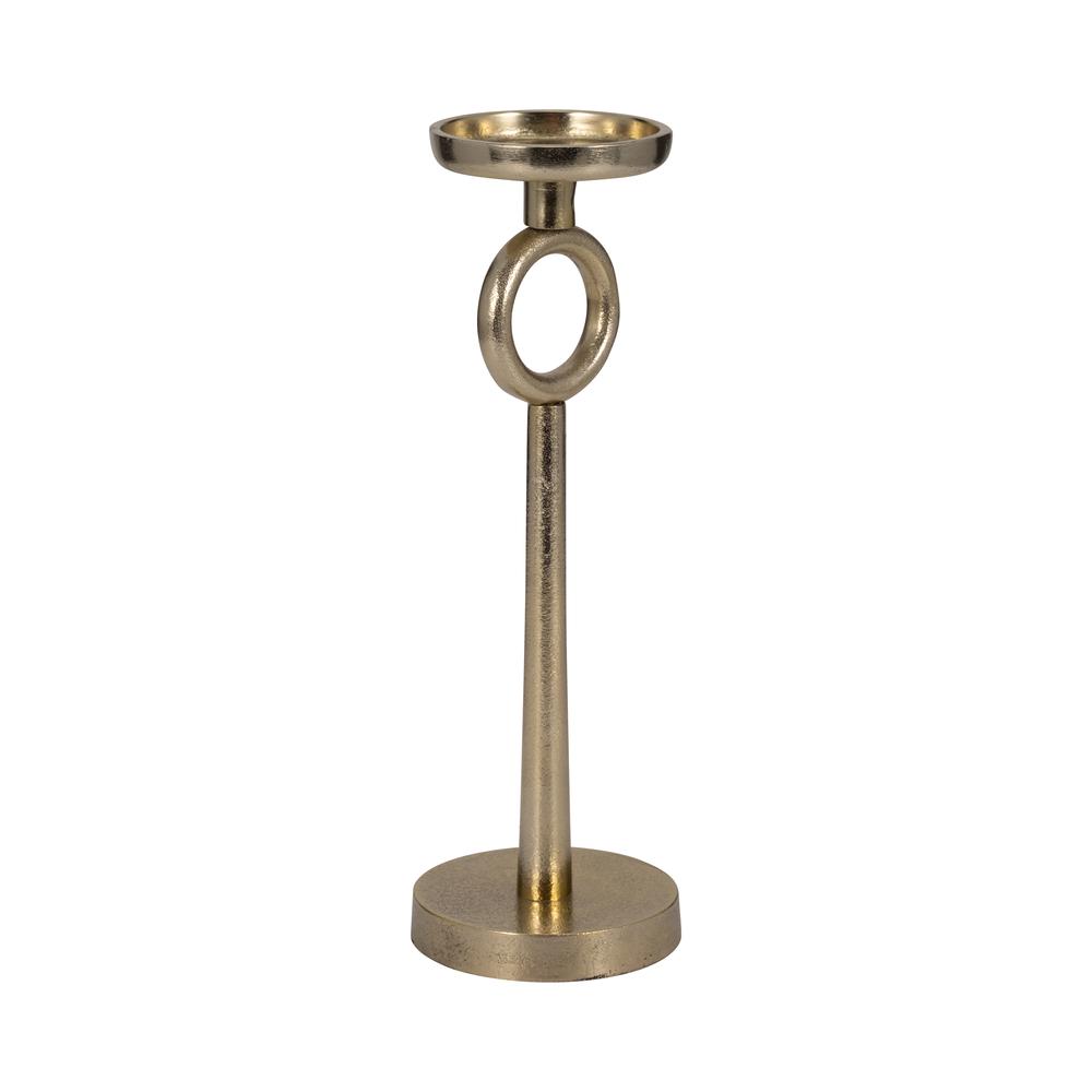 17"h Metal Candle Holder, Gold. Picture 3