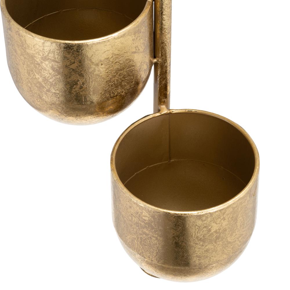 Metal 4"  3-hanging Planters, Gold. Picture 7