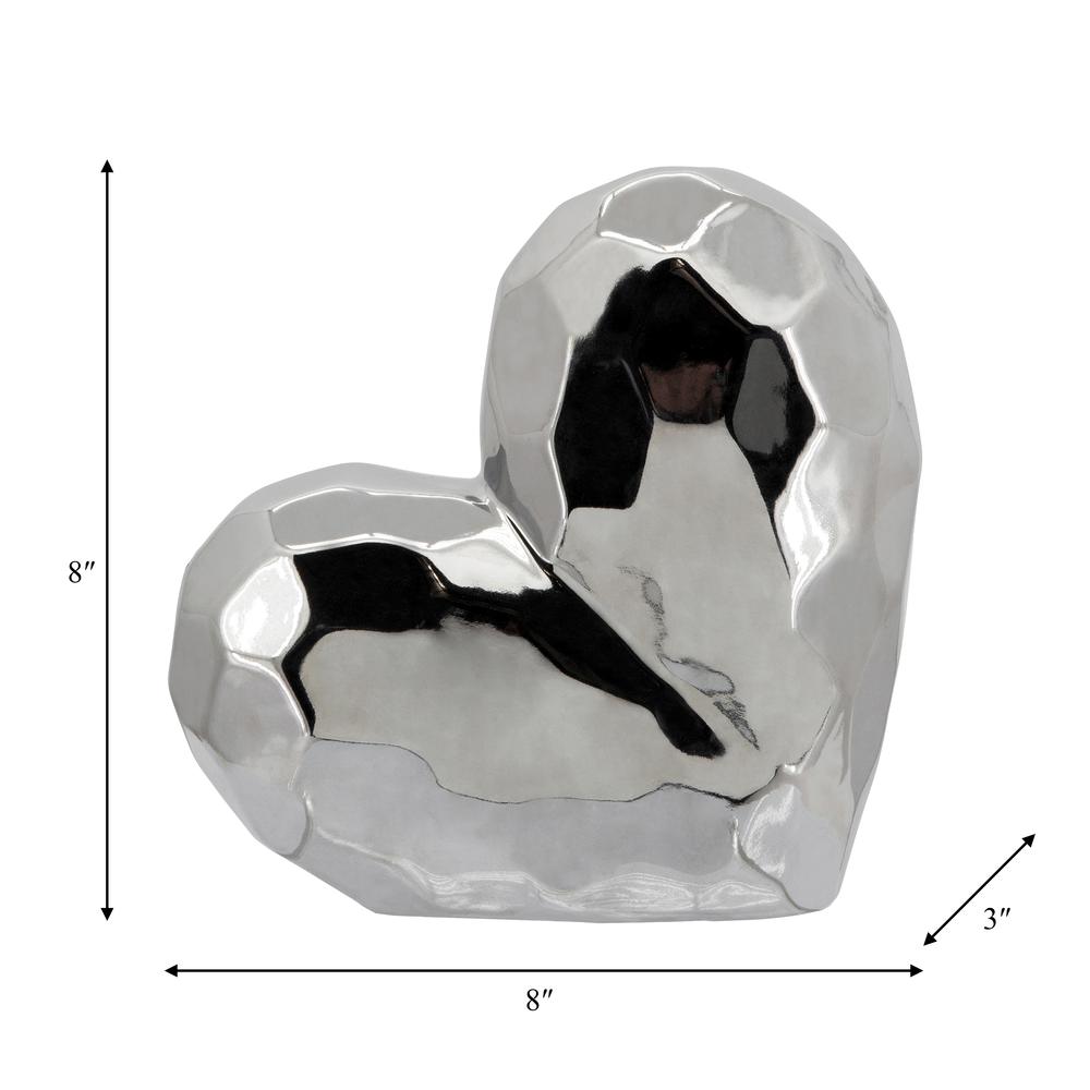 Silver Ceramic Heart 8". Picture 5