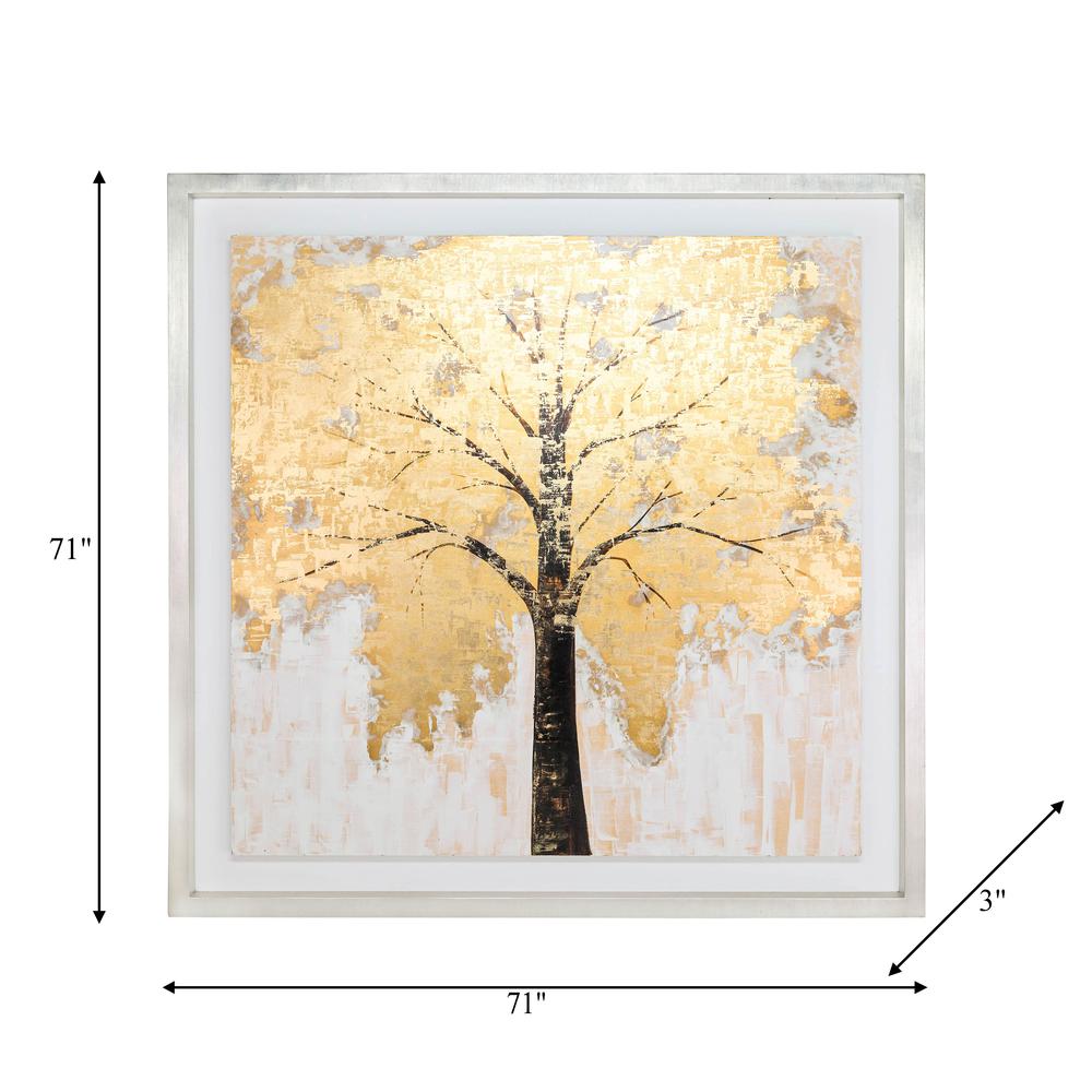 71x71, Hand Painted Autumn Gold Leaf Tree. Picture 8