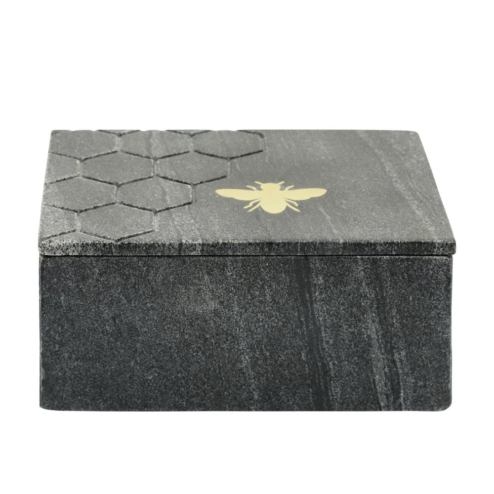 Marble 7x5 Marble Box W/ Bee Accent, Black. Picture 2
