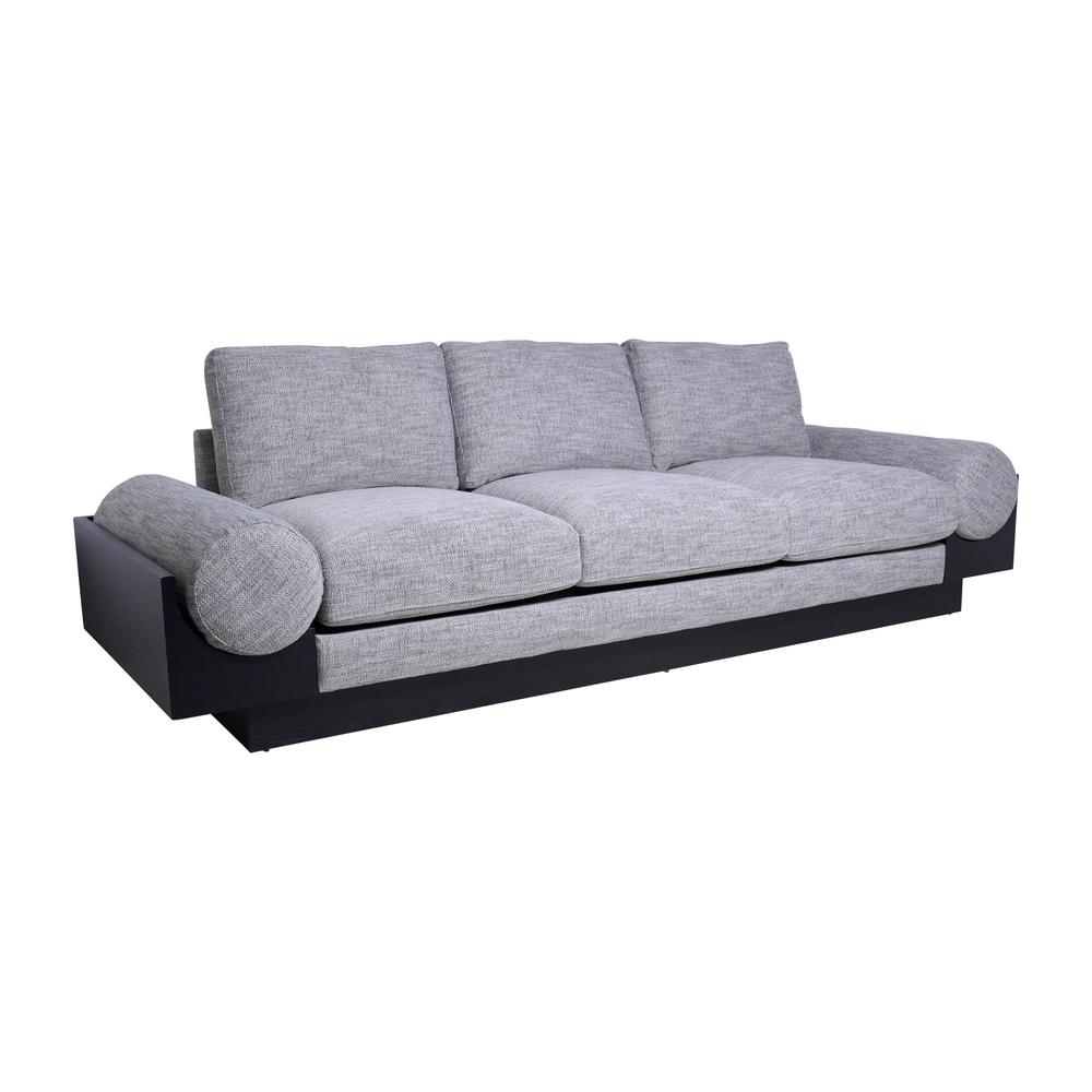 3- Seater Bolster Sofa - Black Wood Base - Tan/blk. Picture 1
