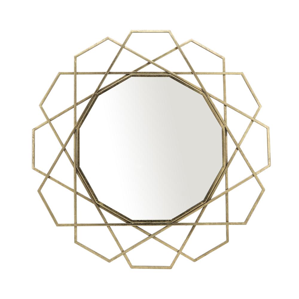 Metal 35" Geometric Mirror, Gold Wb. Picture 1
