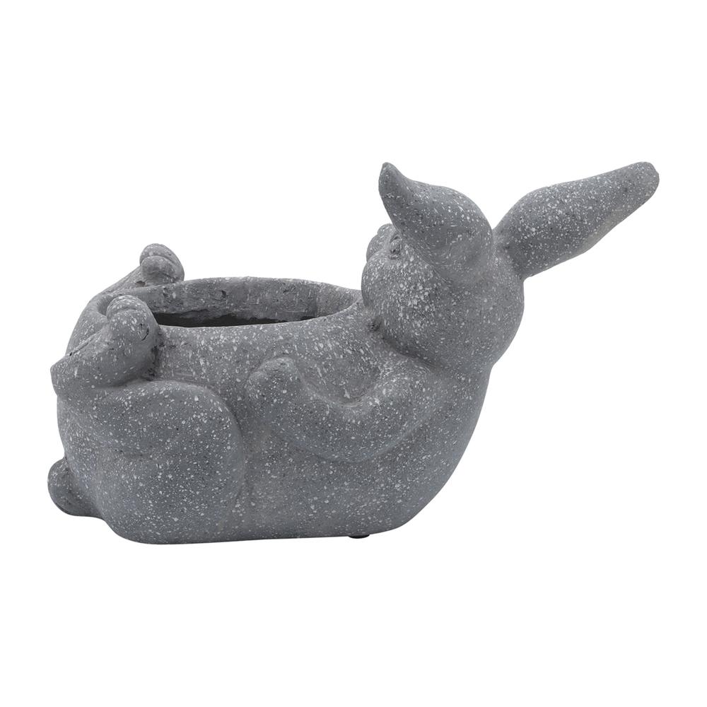 Resin, 15"d  Laying Bunny Planter, Gray. Picture 2