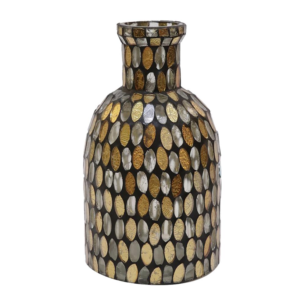 Glass, 8"h Mosaic Vase, Copper. Picture 1