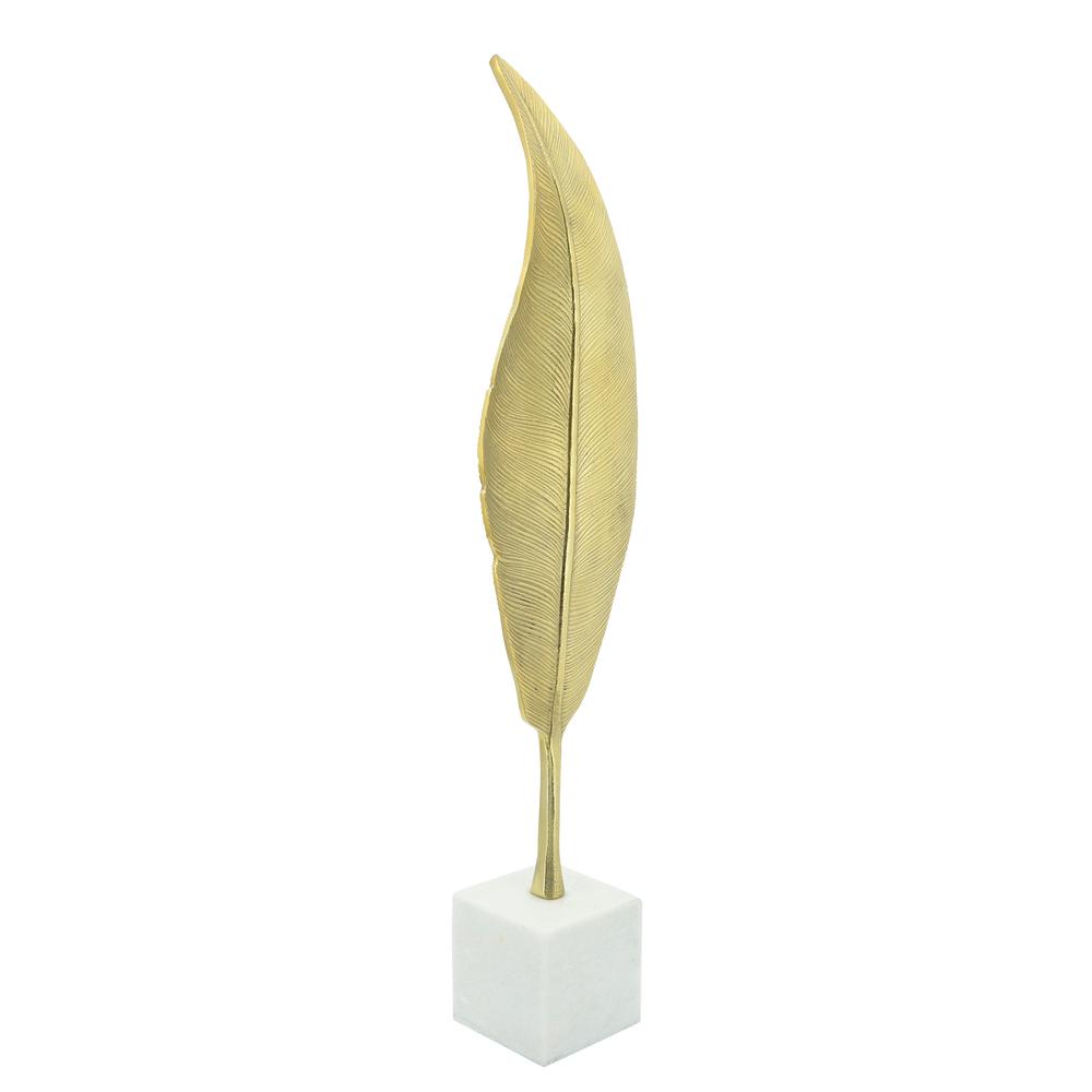 Metal, 28"h Leaf On Stand, Gold. Picture 2