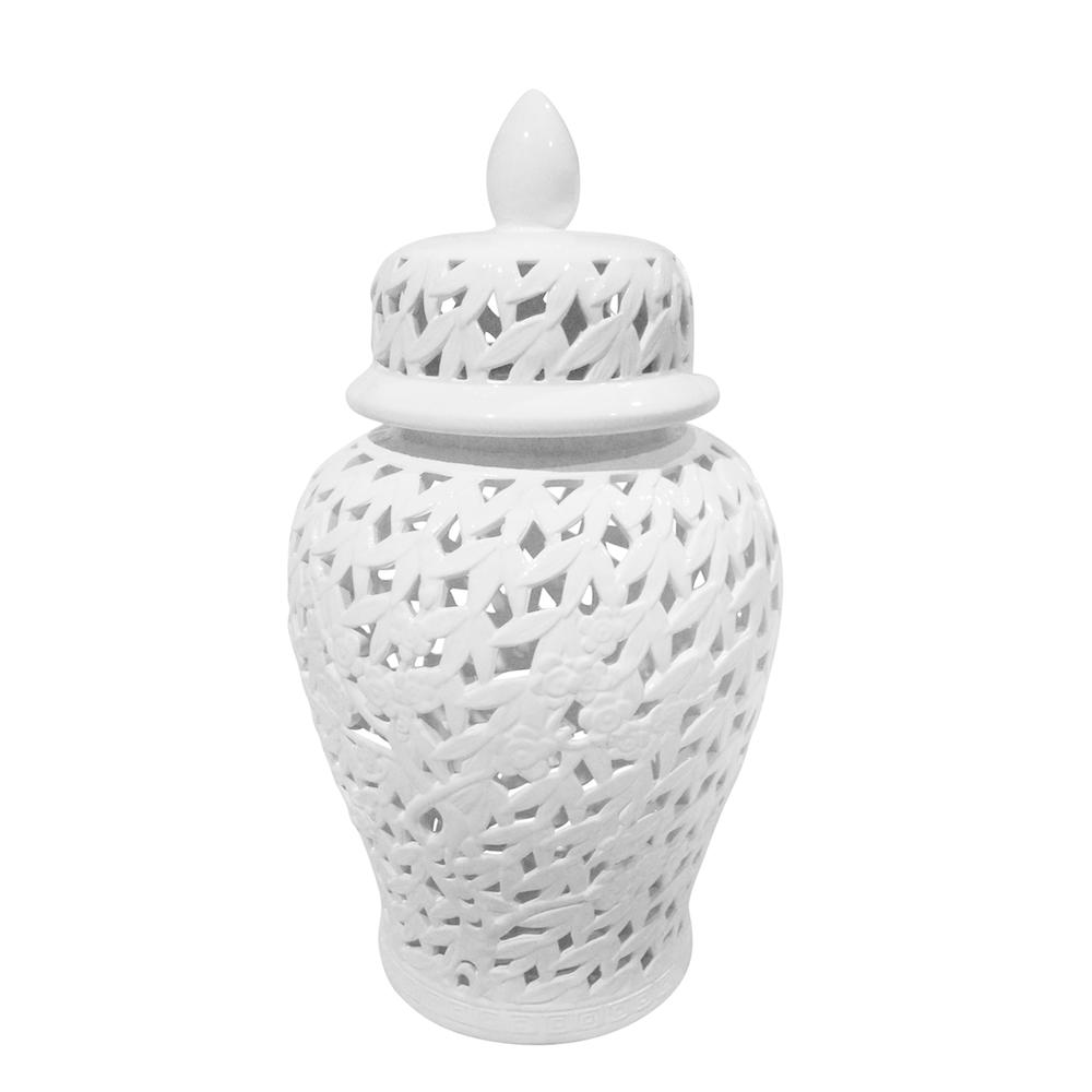 Pierced White Temple Jar 24". Picture 1
