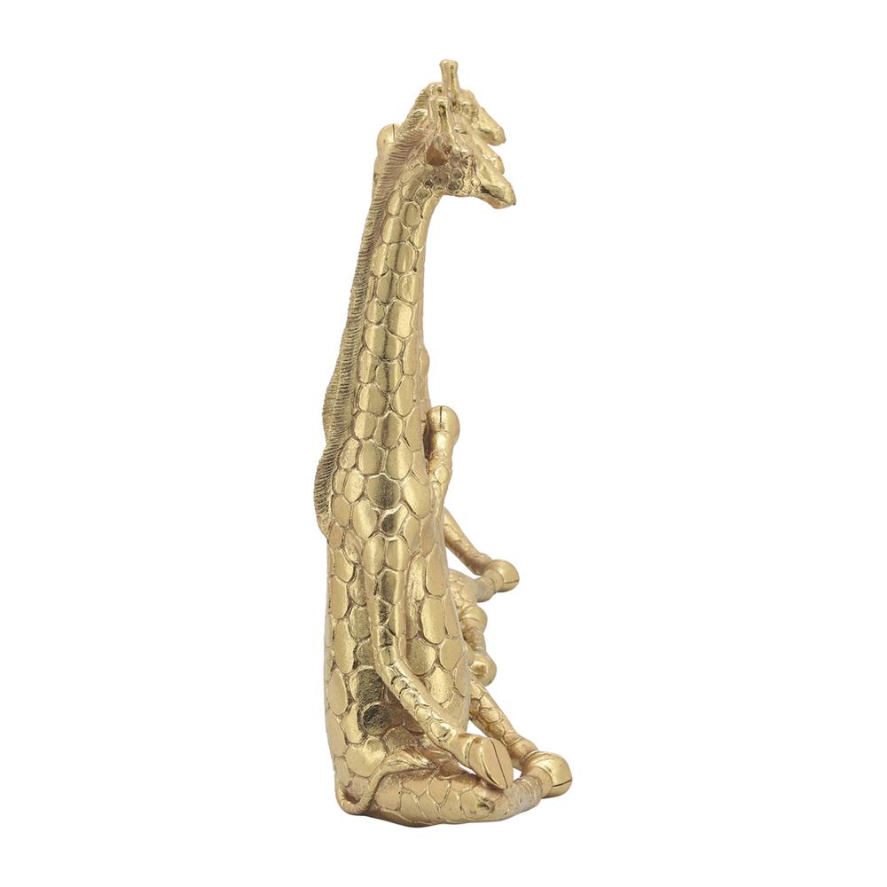 Polyresin,s/3,12"h, Yoga Giraffe, Gold. Picture 3