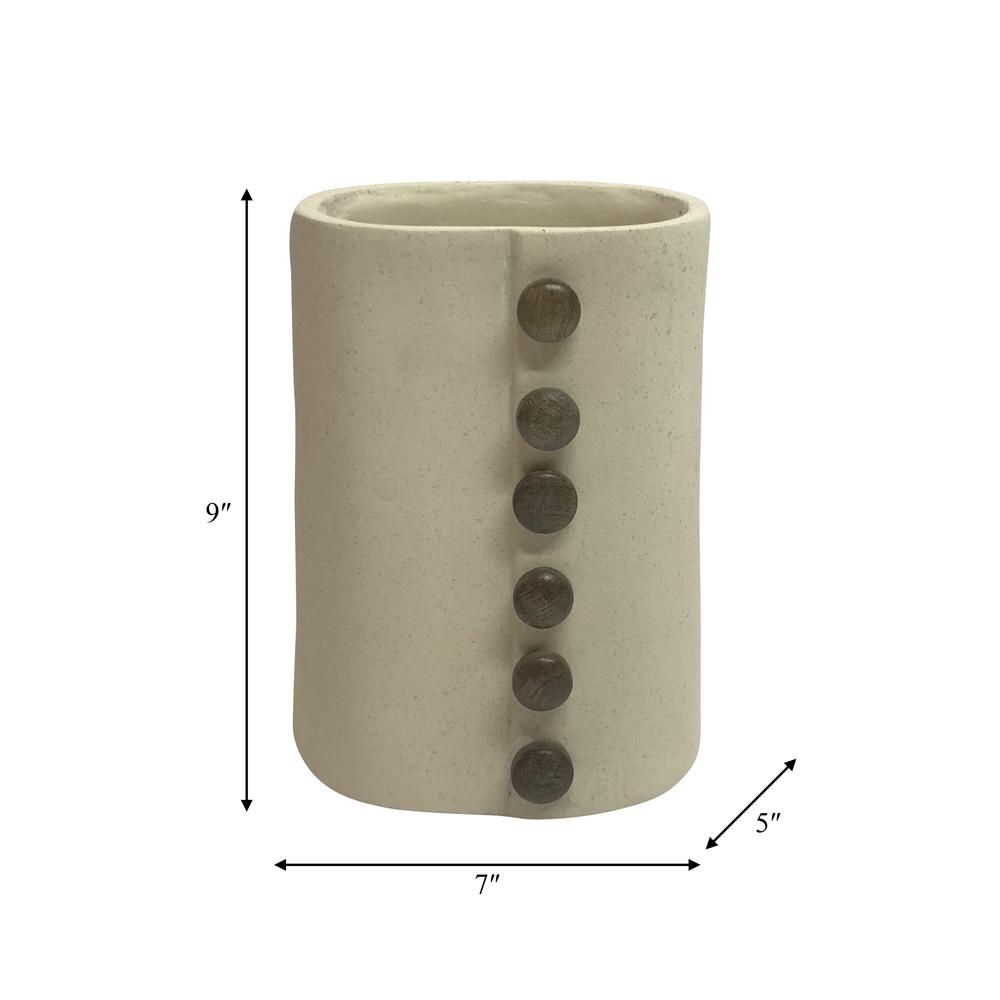 Ecomix, 9" Button Vase, Ivory. Picture 2