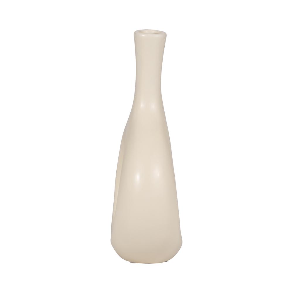 Cer, 9" Curved Open Cut Out Vase, Cotton. Picture 3