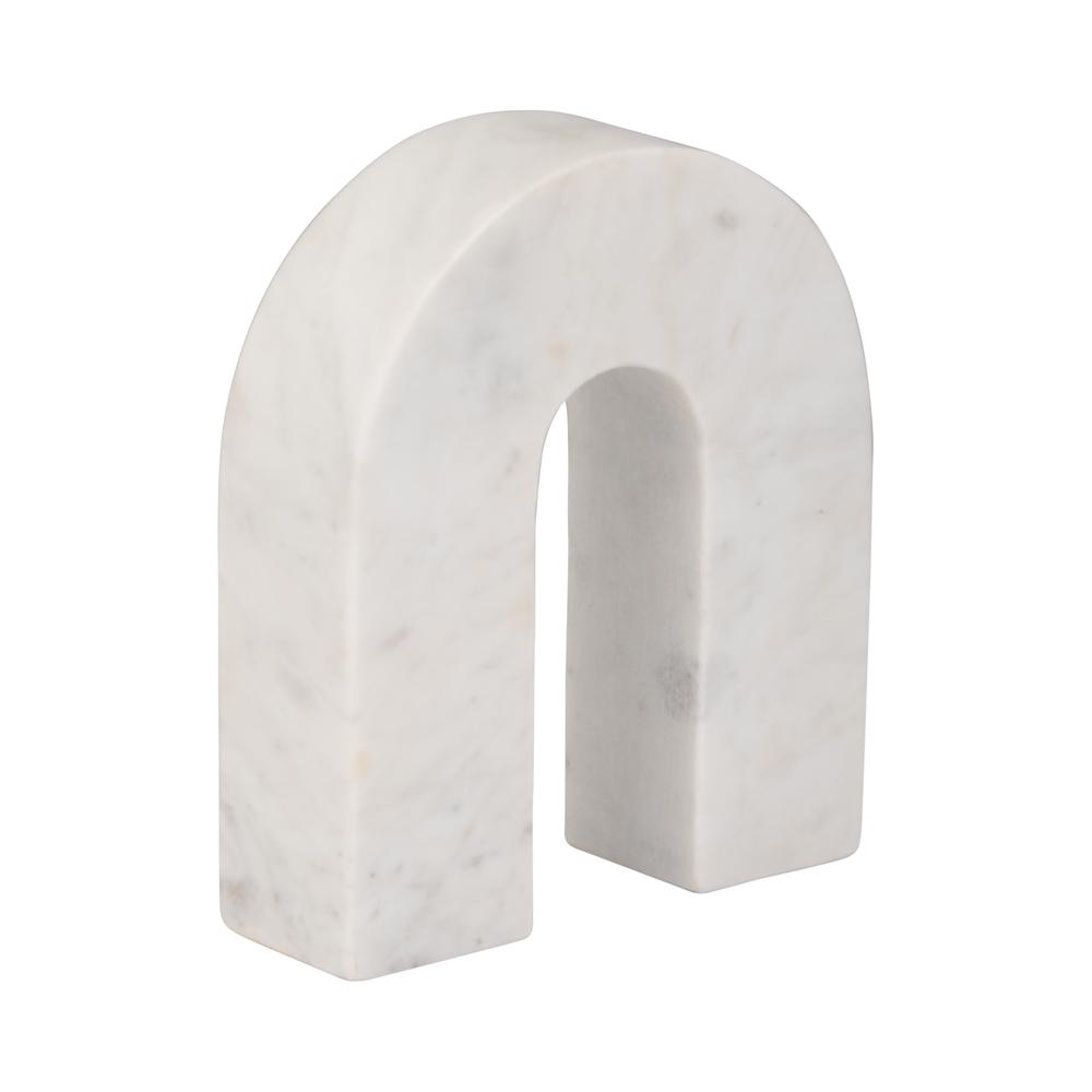 Marble, 7"h Horseshoe Tabletop Deco, White. Picture 2