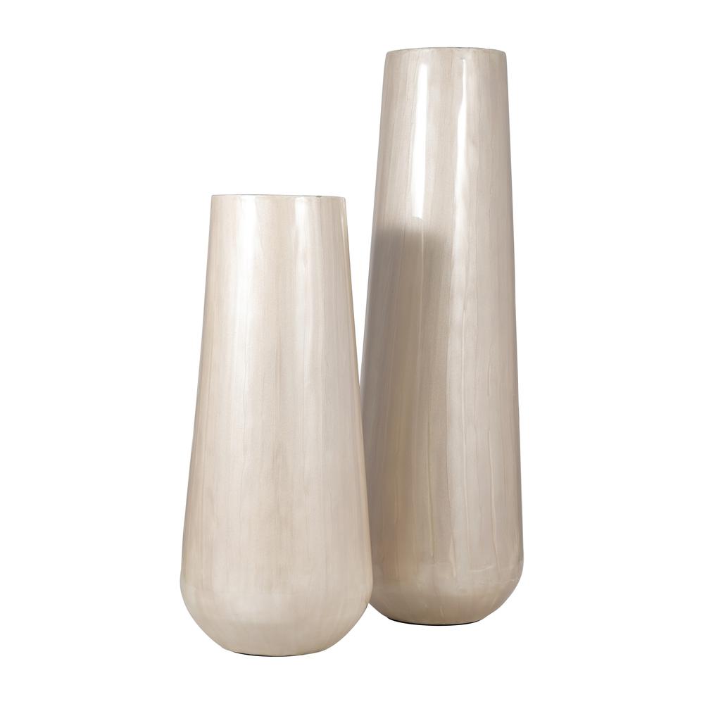 Metal 24"h Alabastron Vase, Pearl White. Picture 7