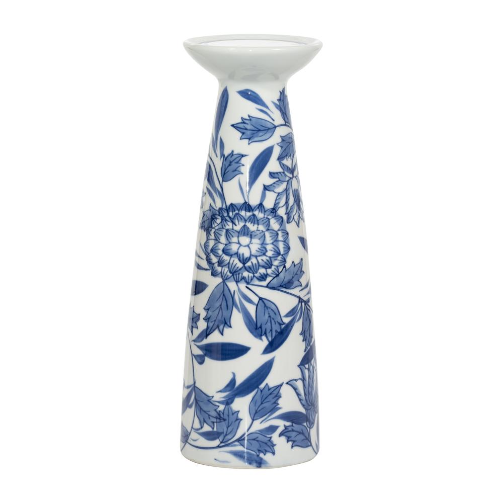 Porc,12"h Chinoiserie Candle Holder,blue/wht. Picture 1