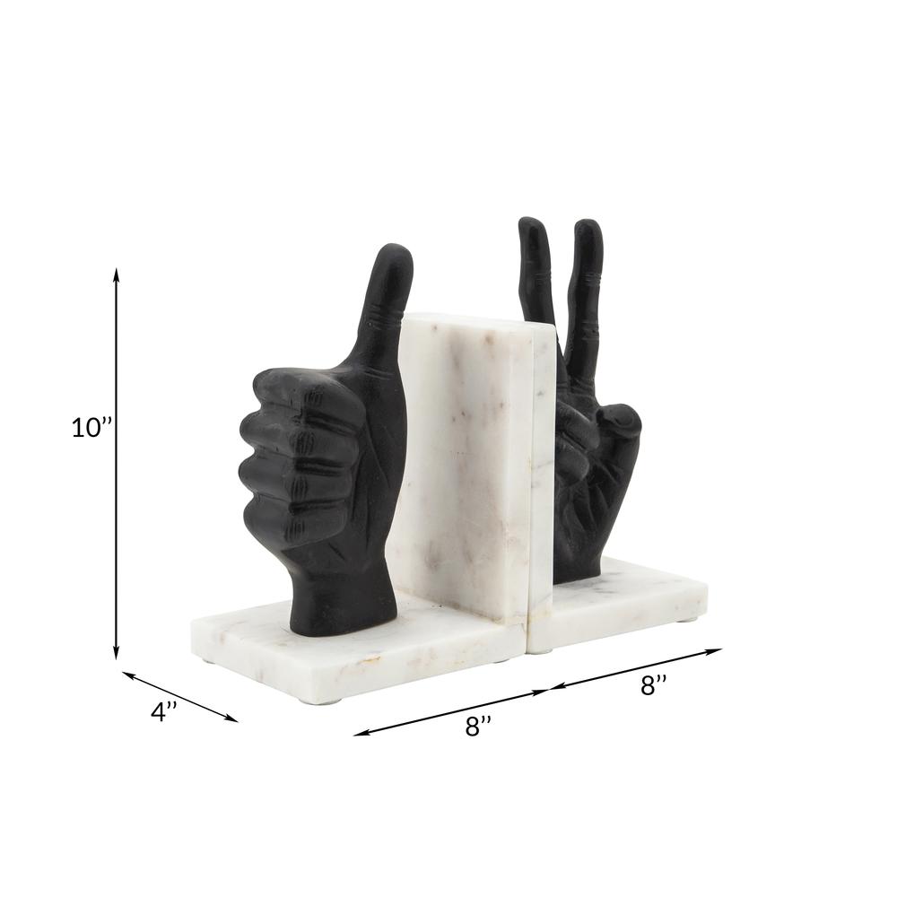 S/2 Hand Sign Bookends, Black. Picture 4