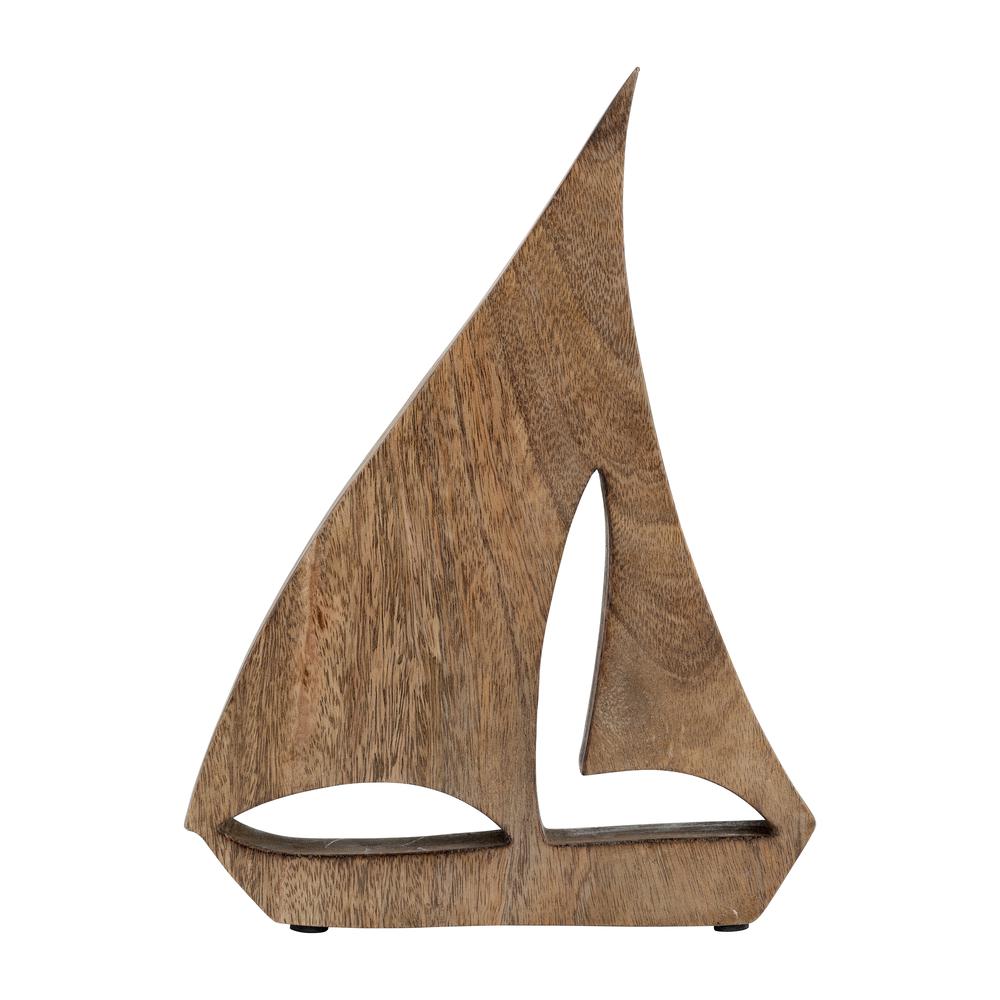Wood, 9x12" Sailboat, Brown. Picture 1