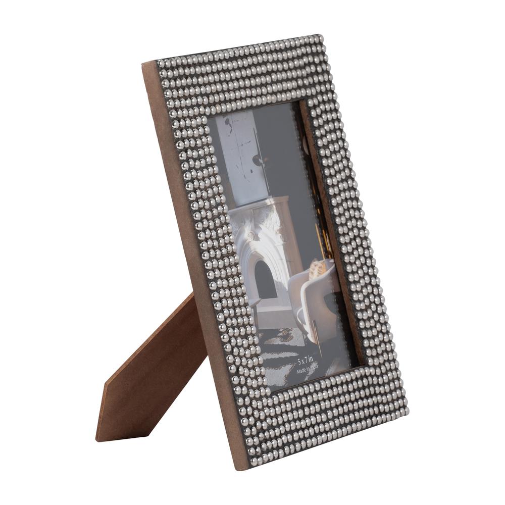 Resin, 5x7 Studded Photo Frame, Silver/black. Picture 2