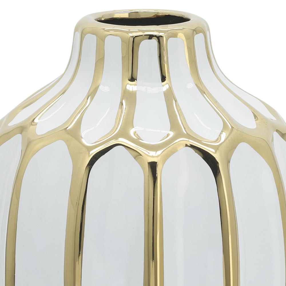 Ceramic Vase 8", White/gold. Picture 6