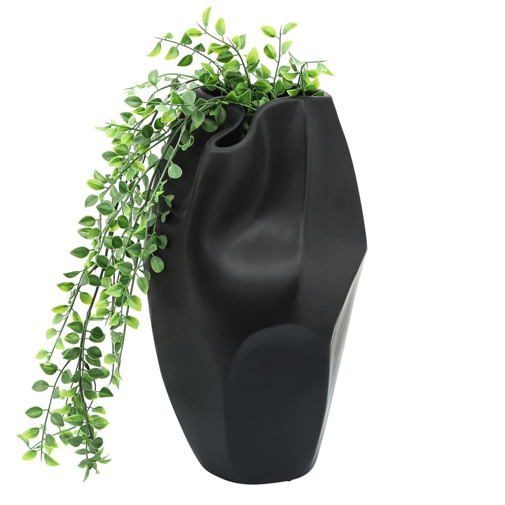 Cer, 14"h Abstract Vase, Black. Picture 2