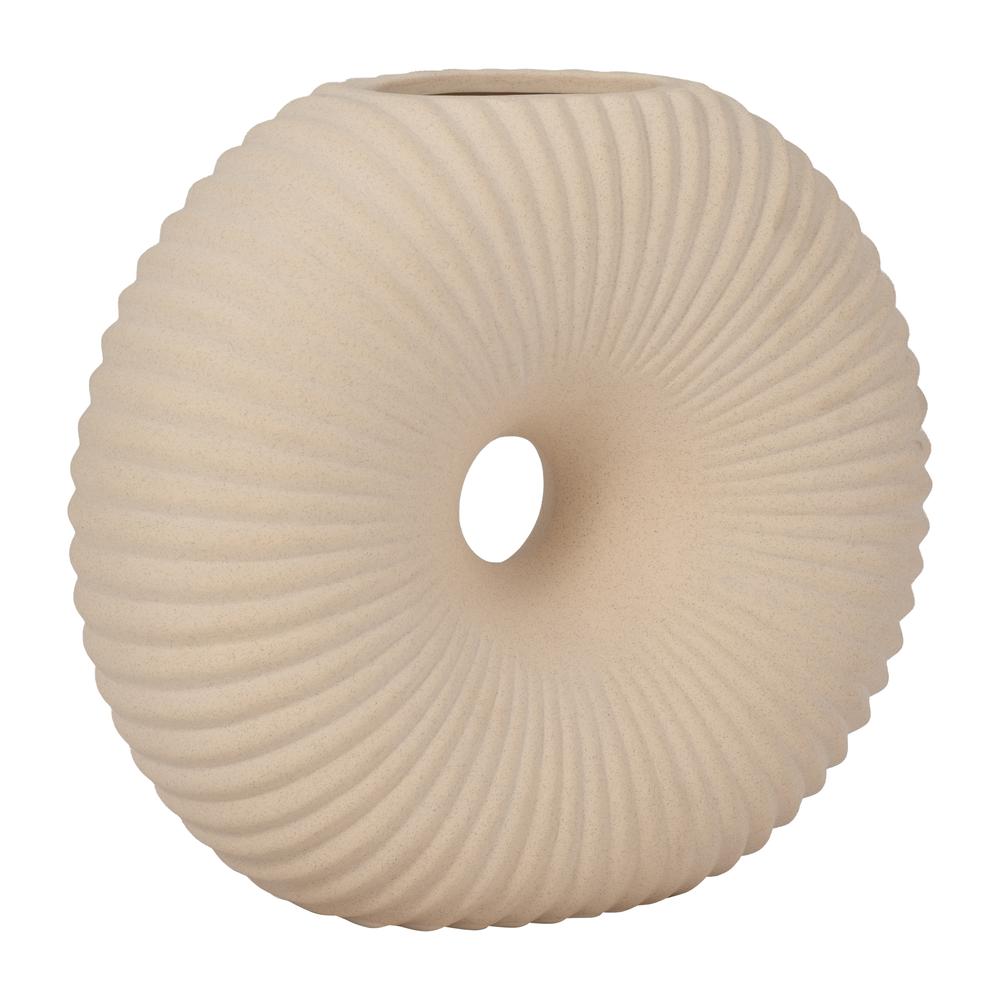 Cer, 9" Donut Hole Vase, Cotton. Picture 2