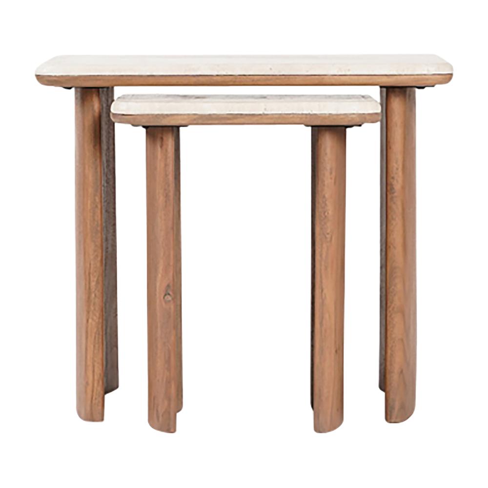 S/2 18/21" Nested Travertine Side Tables,brown, Kd. Picture 2