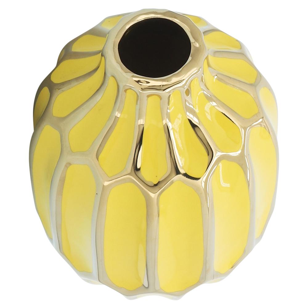 Ceramic Vase 8"h, Yellow/gold. Picture 2