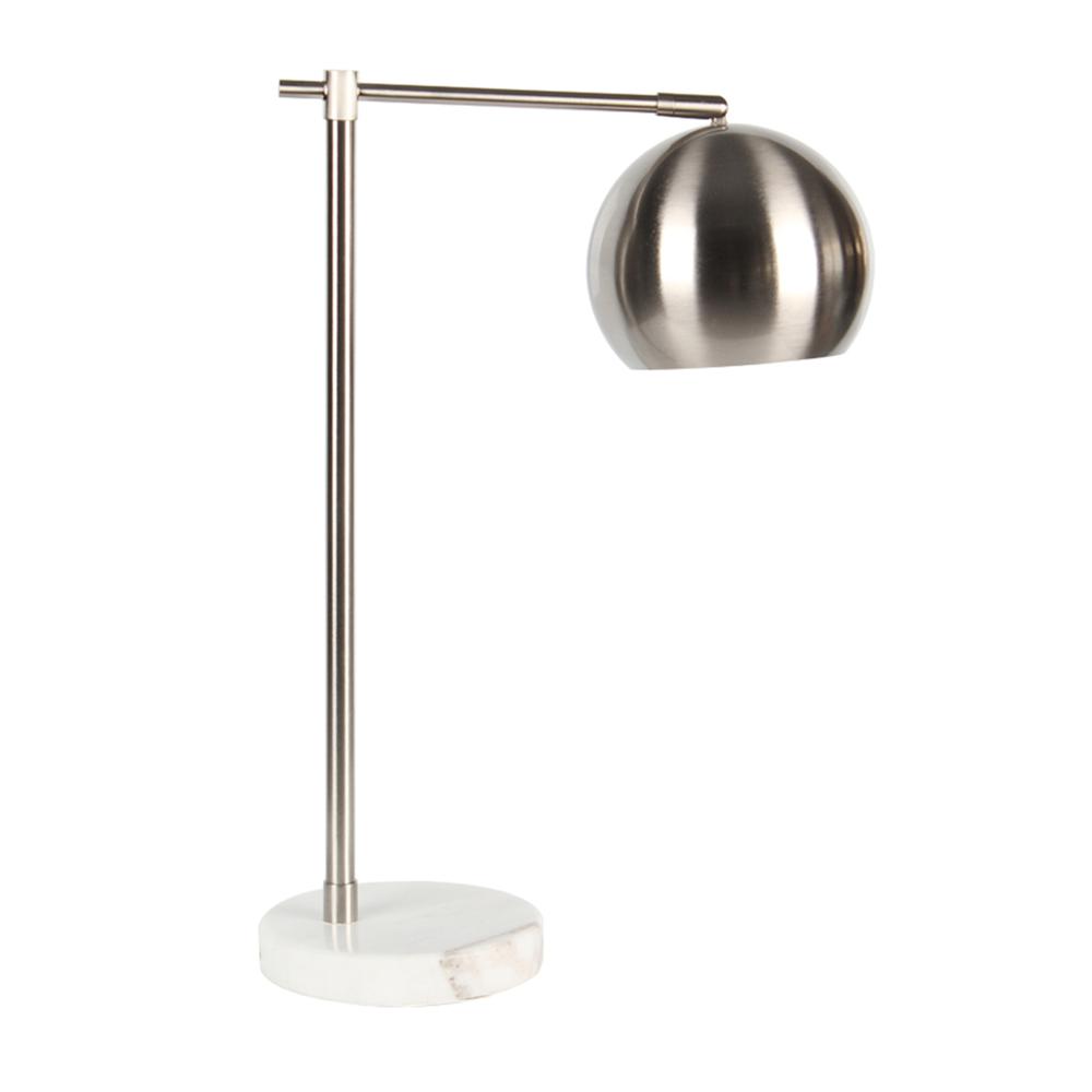 Metal 22" Round Task Table Lamp, Silver. Picture 1