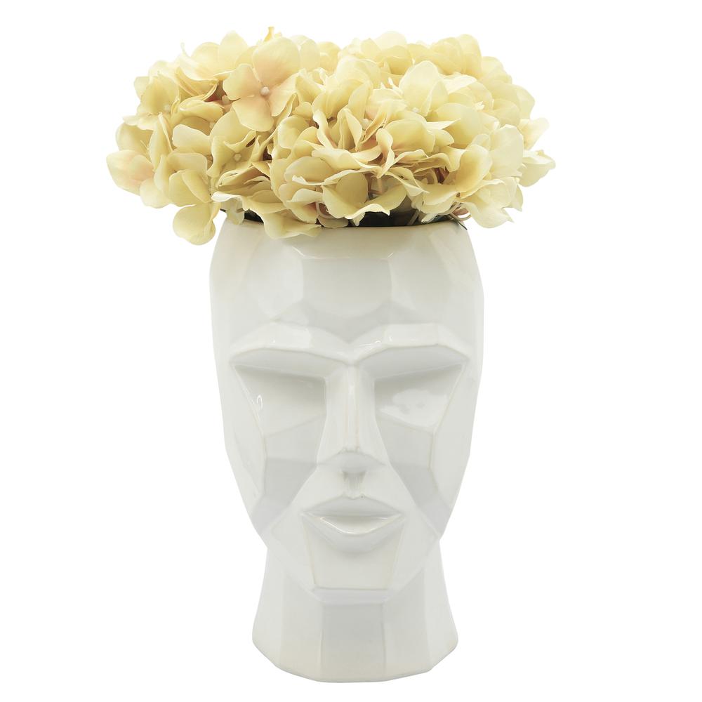 Ceramic, 12" Face Vase, White. Picture 7