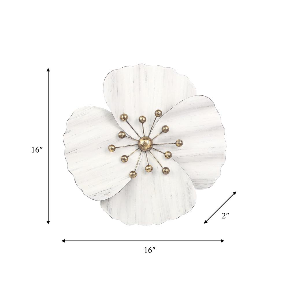 Metal 16" Wall Flower, White,wb. Picture 2