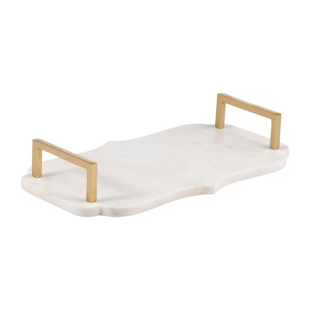 Marble, S/2 15/18"l Accent Trays, White. Picture 7