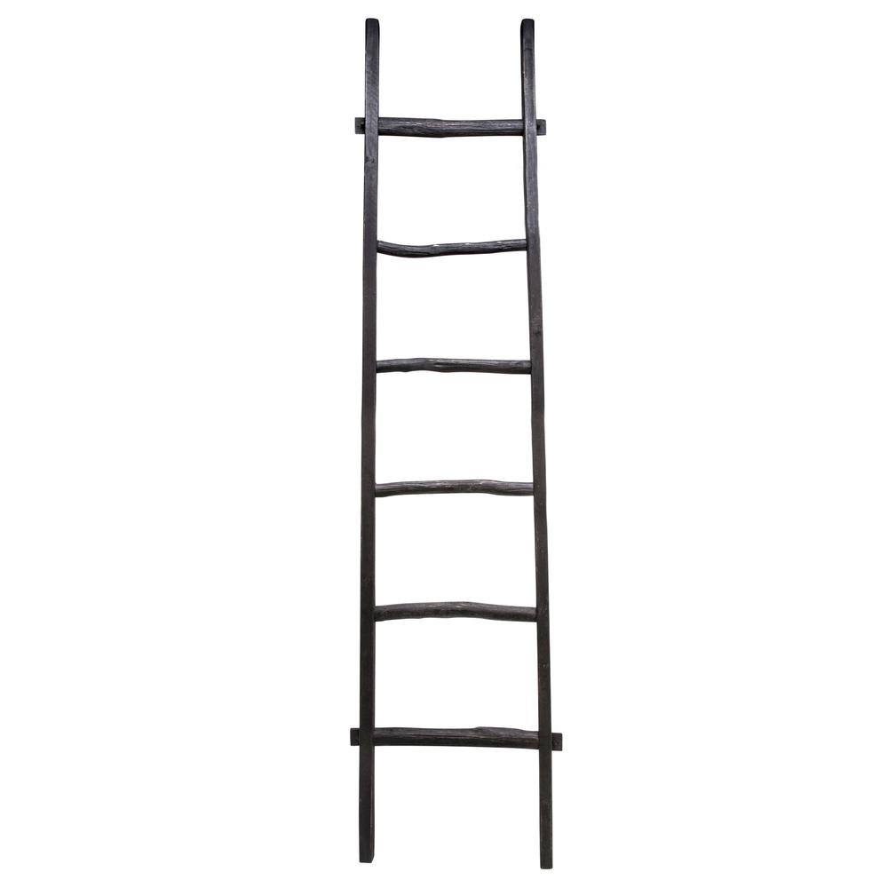 Wooden , Decorative 76" Ladder, Black. Picture 1