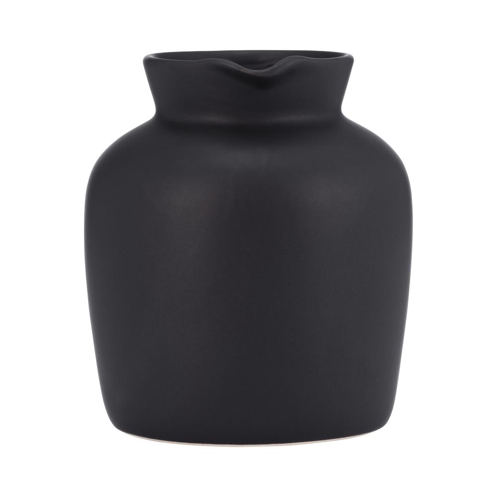 Cer, 5" Pitcher Vase, Black. Picture 3