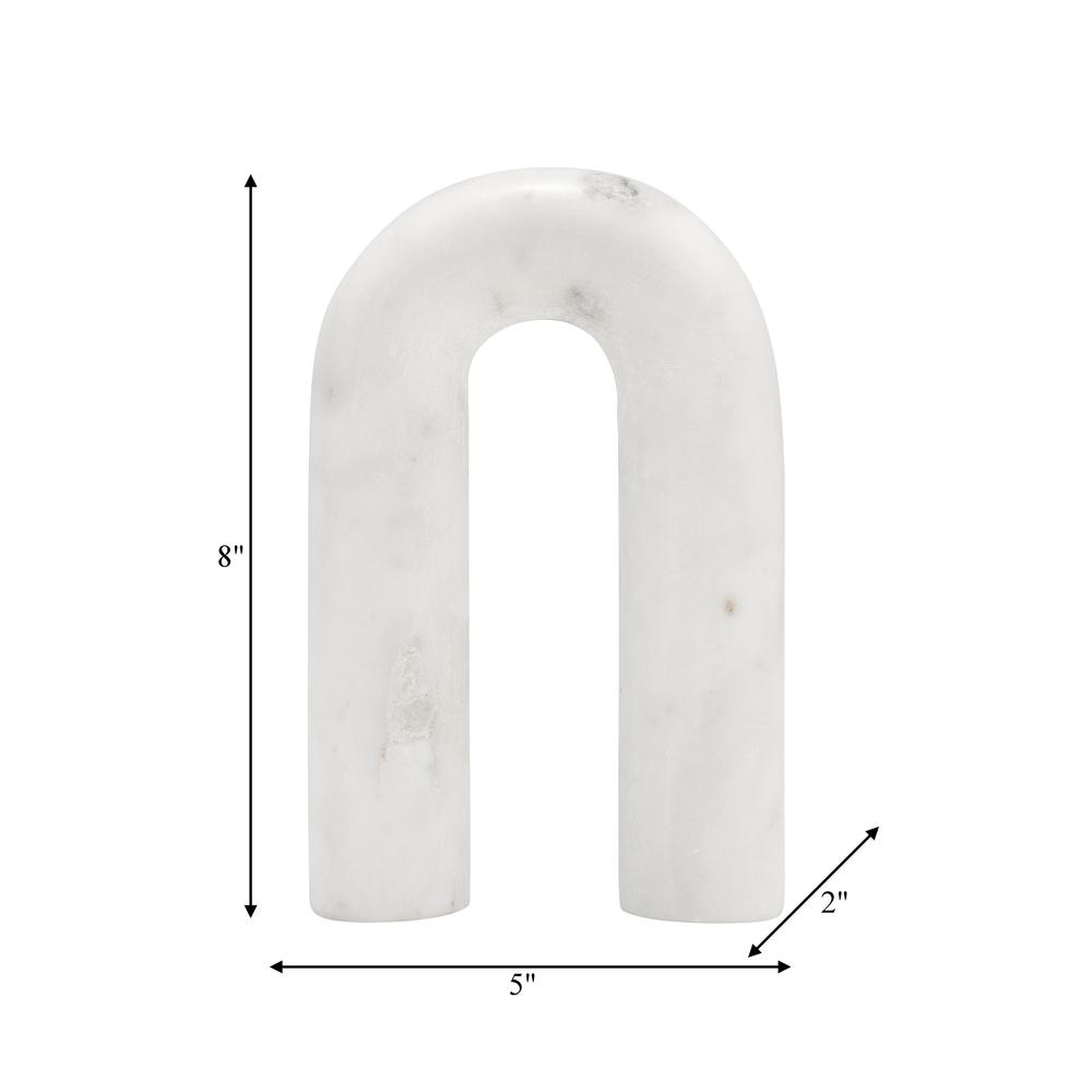 Marble, 8" Rounded Horseshoe Table Top Deco, White. Picture 8