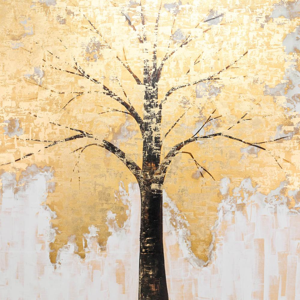 71x71, Hand Painted Autumn Gold Leaf Tree. Picture 5