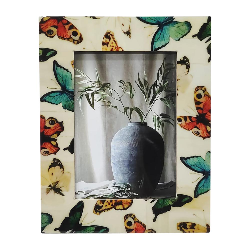 Resin, 5x7 Butterflies Photo Frame, Multi. Picture 1