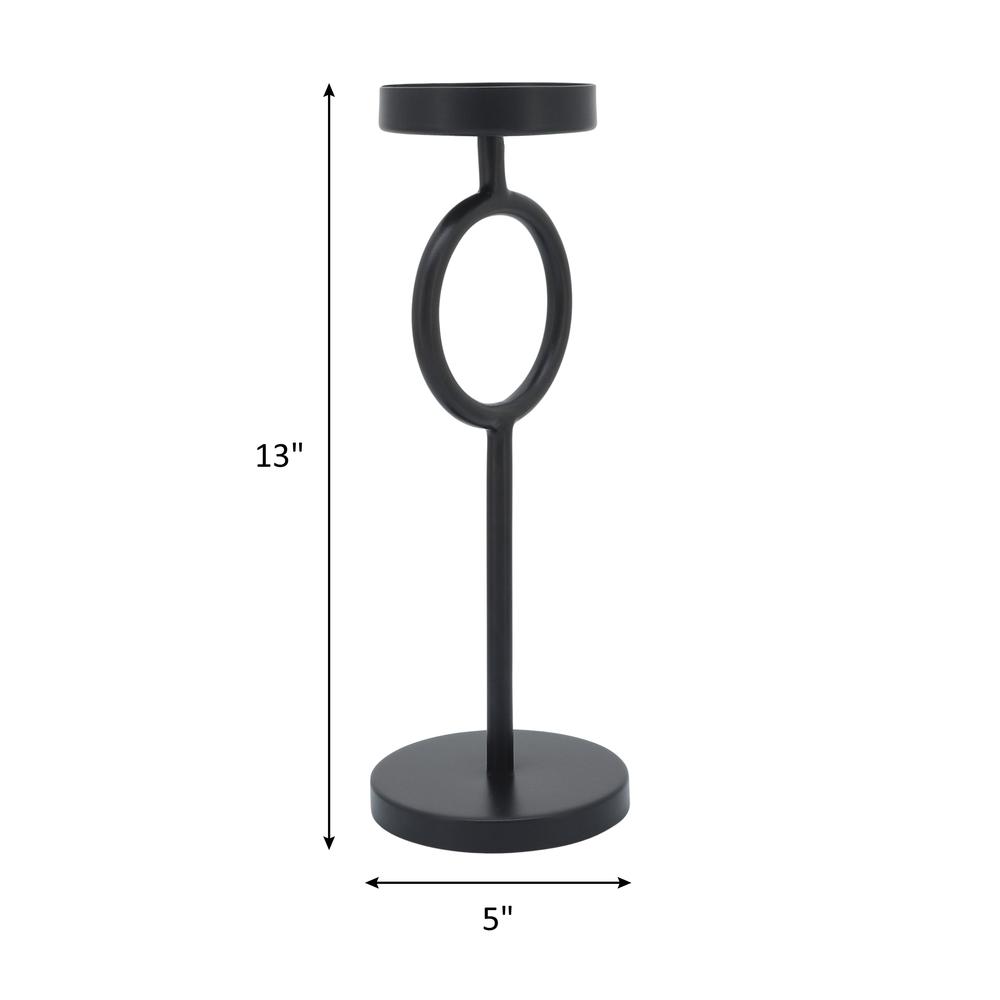 Metal, 13"h Ring Candle Holder, Black. Picture 7