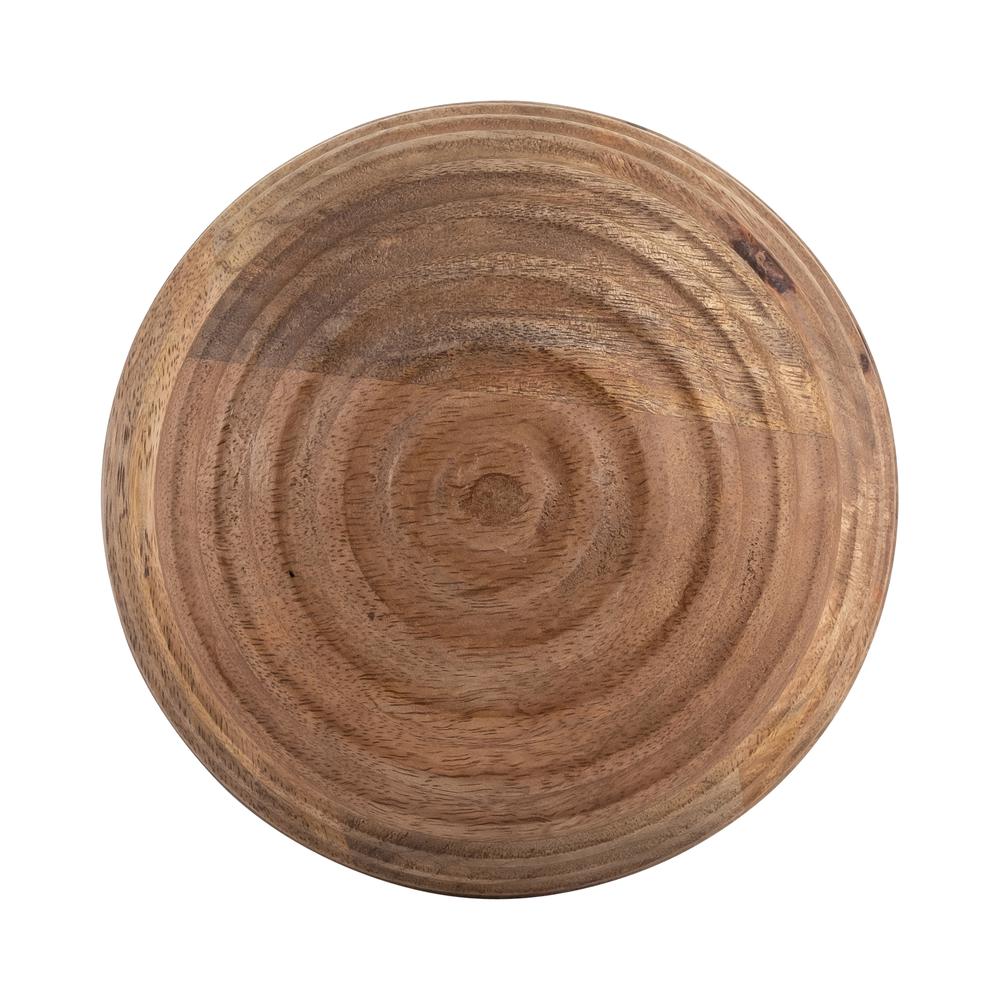 6" Wooden Orb W/ Ridges, Natural. Picture 1