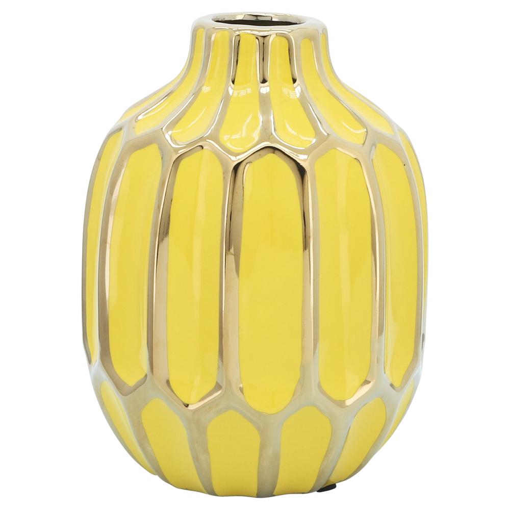 Ceramic Vase 8"h, Yellow/gold. Picture 1