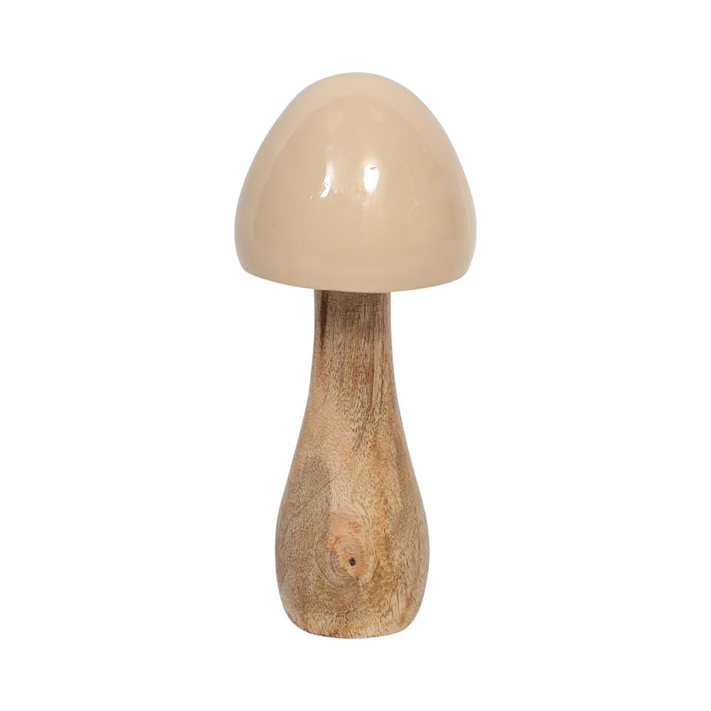Wood, 8" Coned Mushroom, Ivory. Picture 1