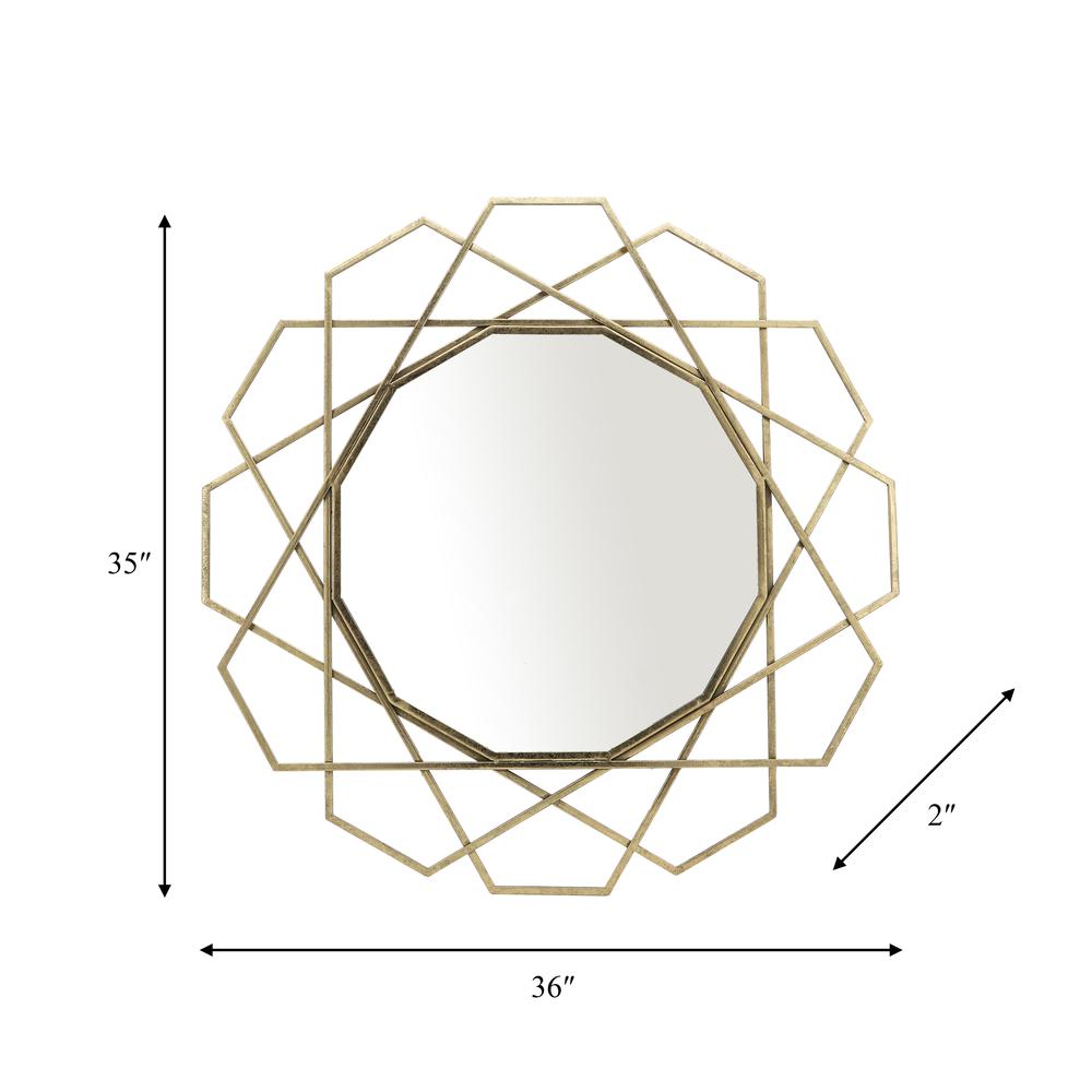 Metal 35" Geometric Mirror, Gold Wb. Picture 3