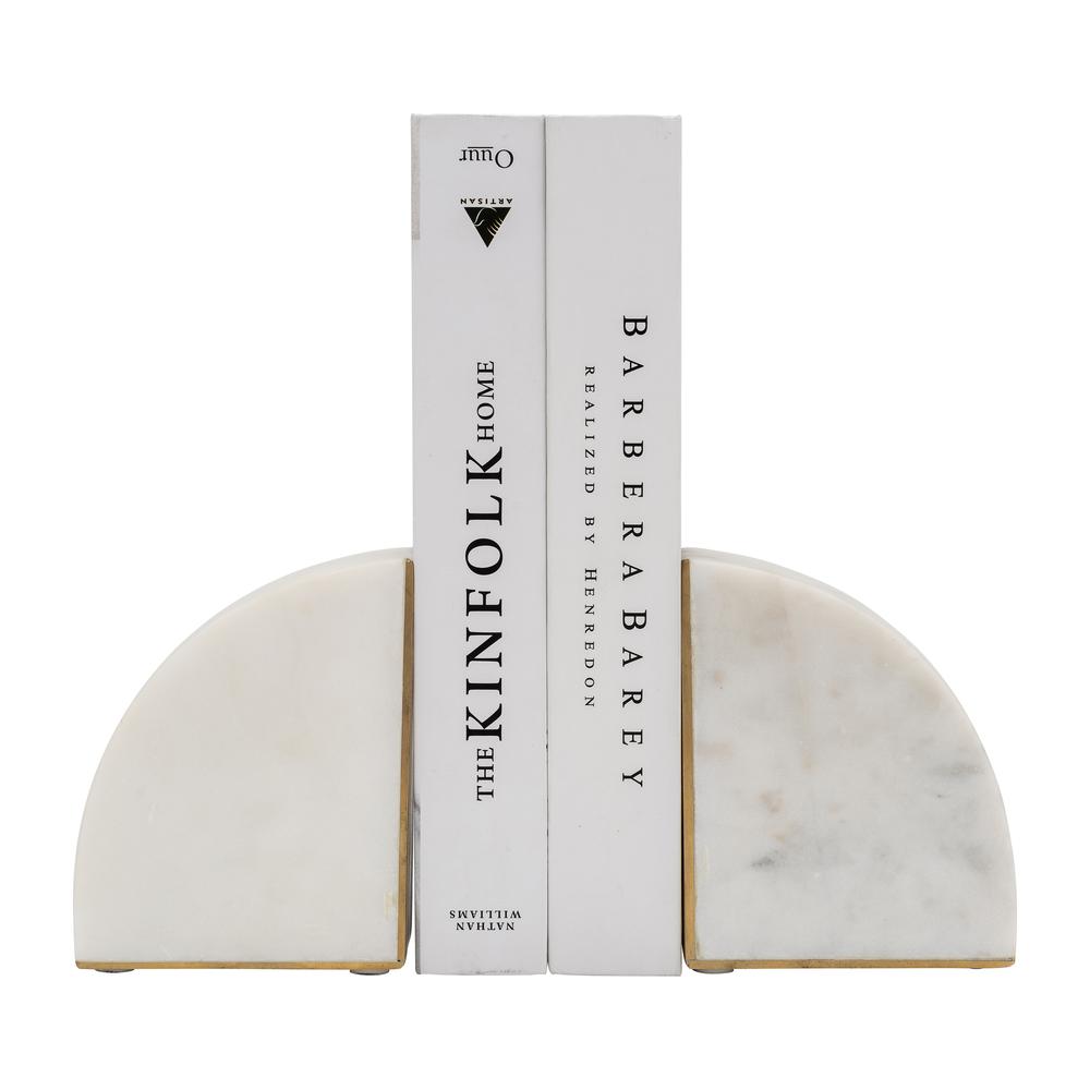 Marble, S/2 5" Pie Bookends, White. Picture 3
